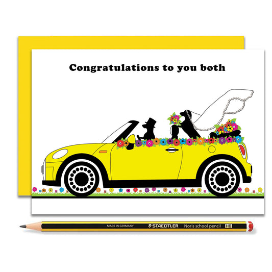 Dachshund Just Married Wedding Card