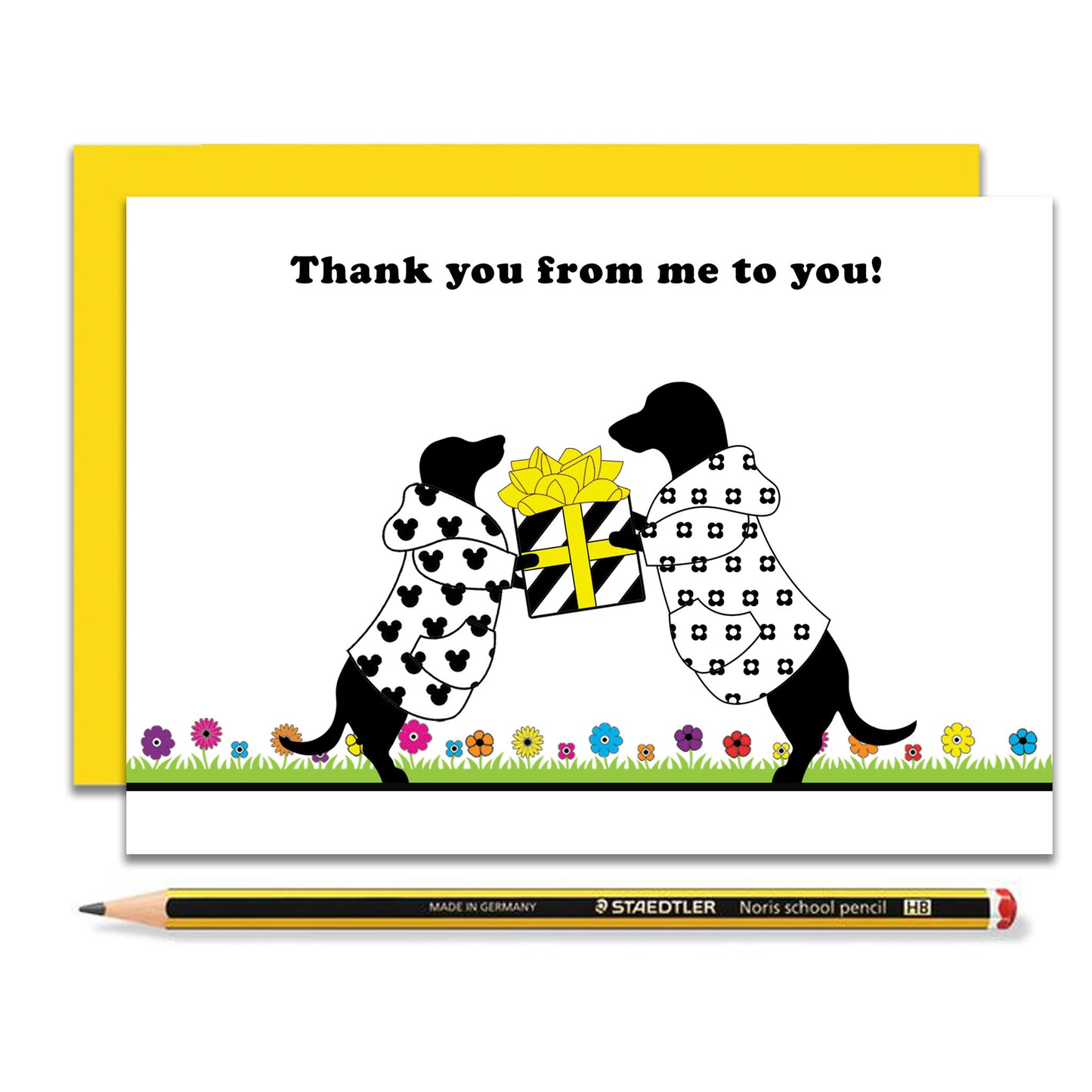 Dachshund from me to you thank you card