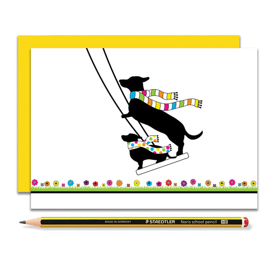 Dachshund hanging around card