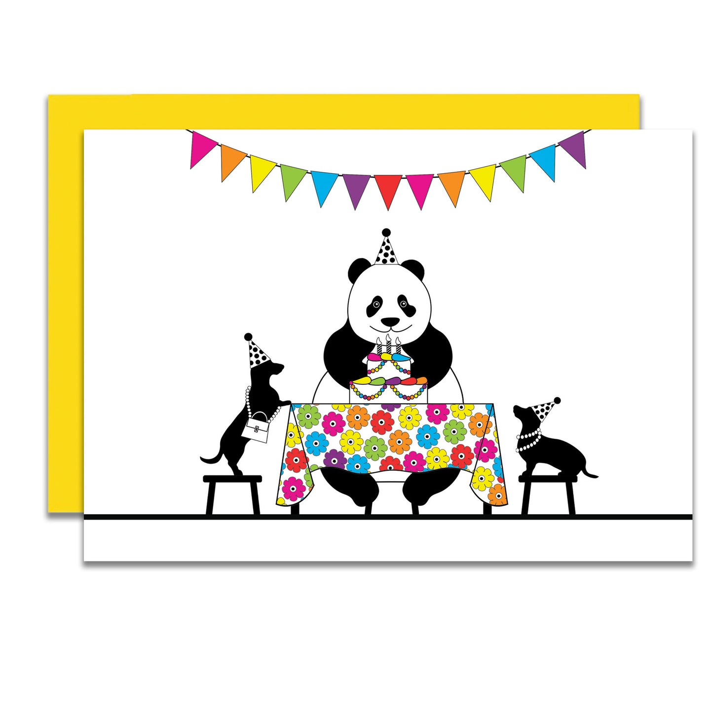 Dachshund Panda's Birthday Party Card