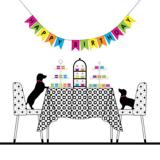 Dachshund Birthday Party Greeting Card